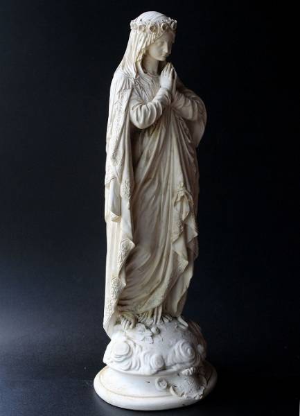 アンティークフランス 大型ビスク彫像塑像 少年の祈り作家刻印入