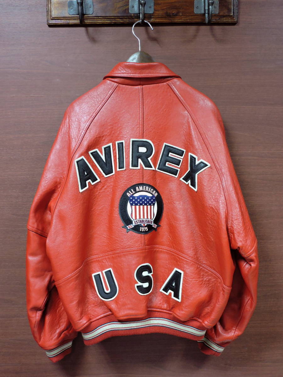 アヴィレックス 赤 レザージャケット M 米国製】AVIREX レザー