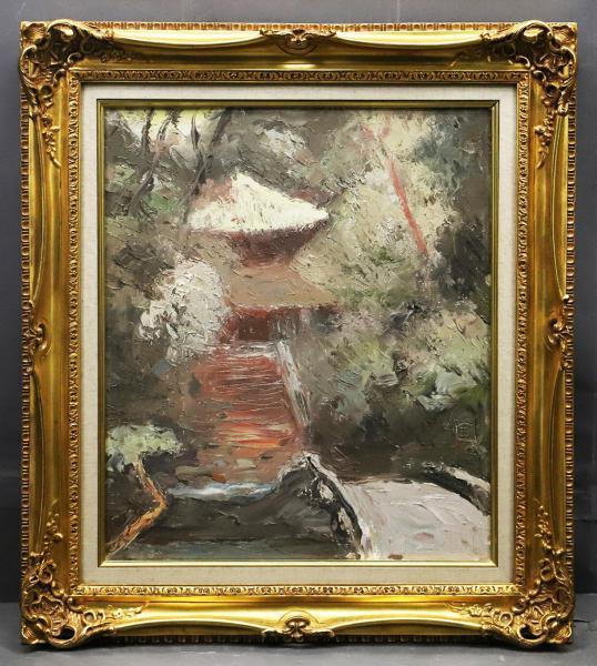 黄學萬 真作 Hwang-Hakman 百合 韓国 油絵 油彩 額 絵画 花 黄學