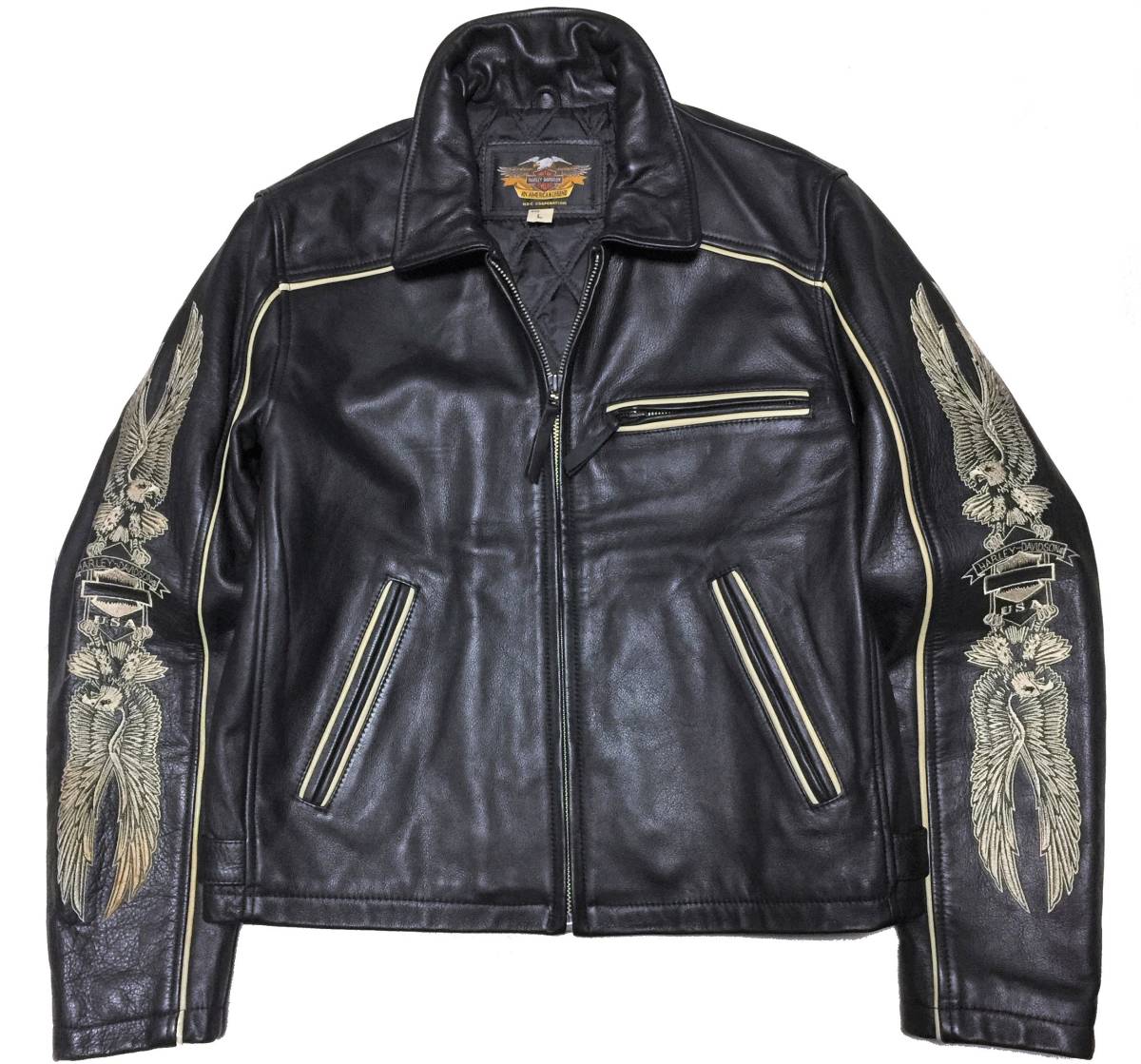 ハーレーダビットソン シングルライダース 牛革 ブラック L ハーレー