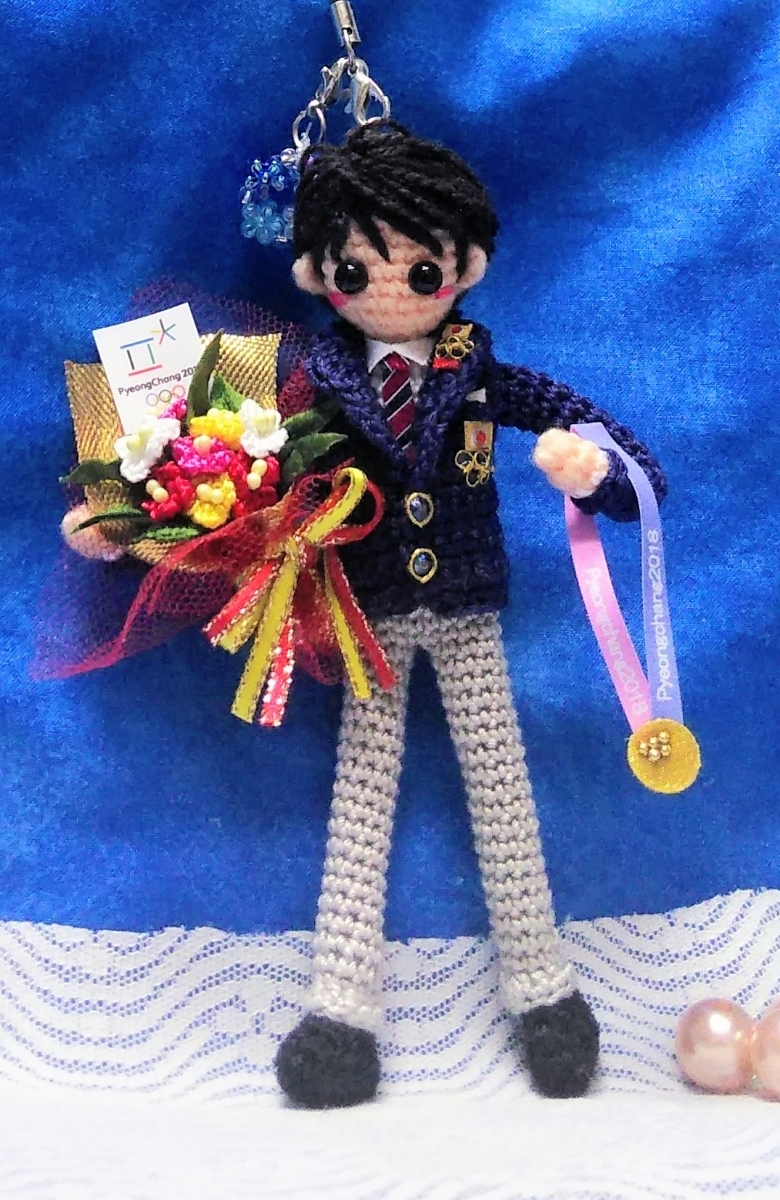 スケートの男の子☆ハンドメイドイメージあみぐるみ A ✿✿フィギュア