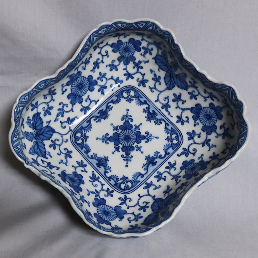 R397-1 明治期 瀬戸焼 白雲在銘 筆洗 漢詩絵付碧江 DD R397-1 明治期