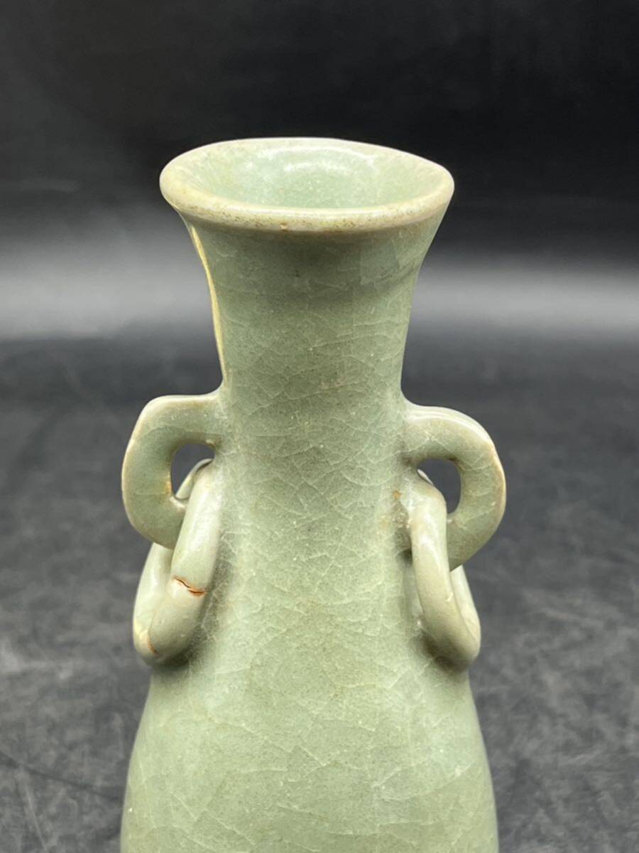 中国美術 明州越窯青磁 蟹 飾り壺 カニ 花瓶 花器 花入 青