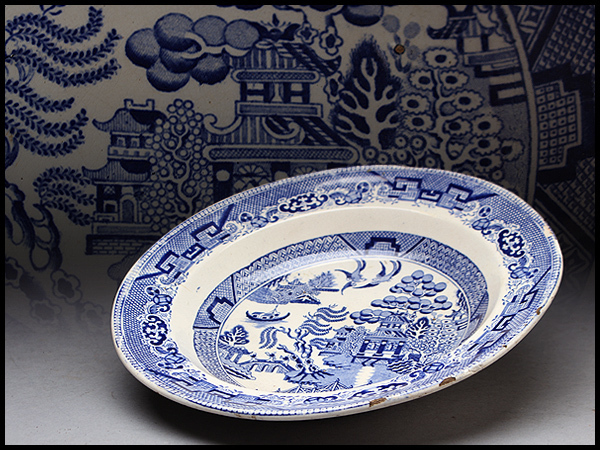 デルフト 阿蘭陀焼 ペトルスレグー フローブルー 金彩にじみ手 皿1客