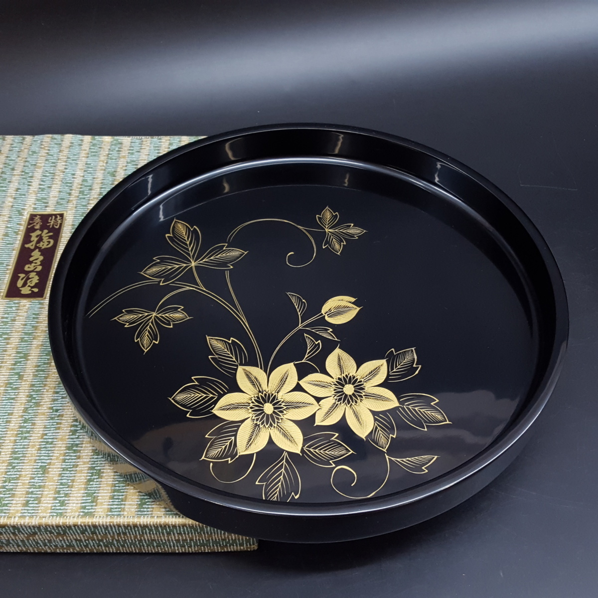 新品！輪島塗 祝盆「花の丸」 沈金アジロ 網代 【公式通販】