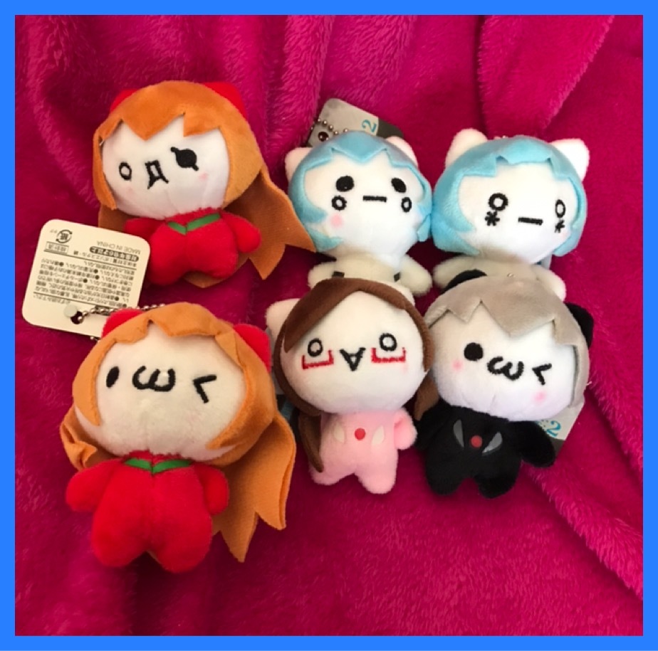 かおもじネコエヴァンゲリオン綾波レイ風ぬいぐるみマスコットキーホルダー