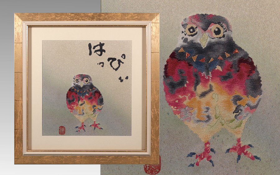 片岡鶴太郎【椿】肉筆画 共シールあり 片岡鶴太郎【椿】肉筆画 共