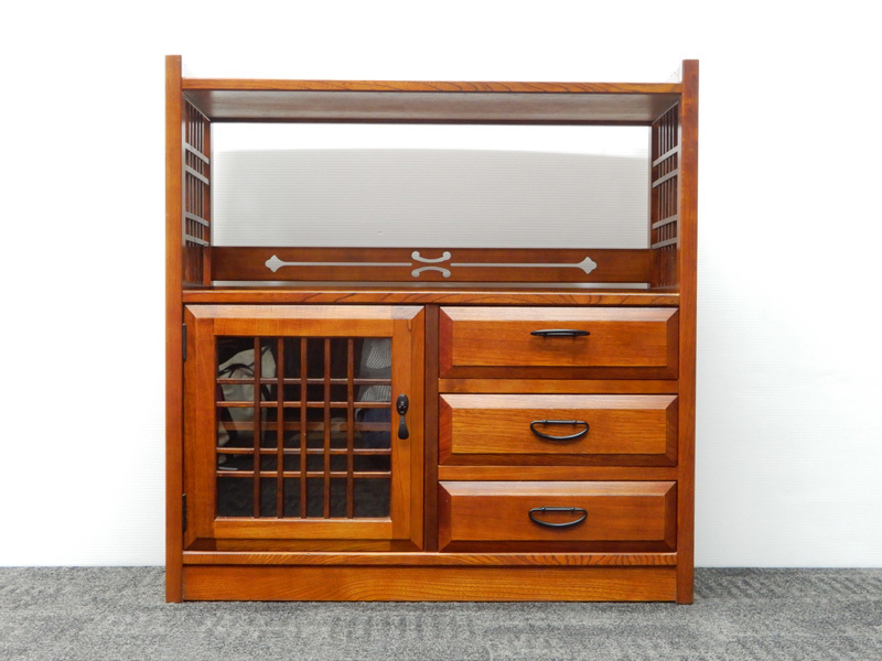 karimoku カリモク家具 欅 茶棚 茶箪笥 飾り棚 和風チェスト 和家具