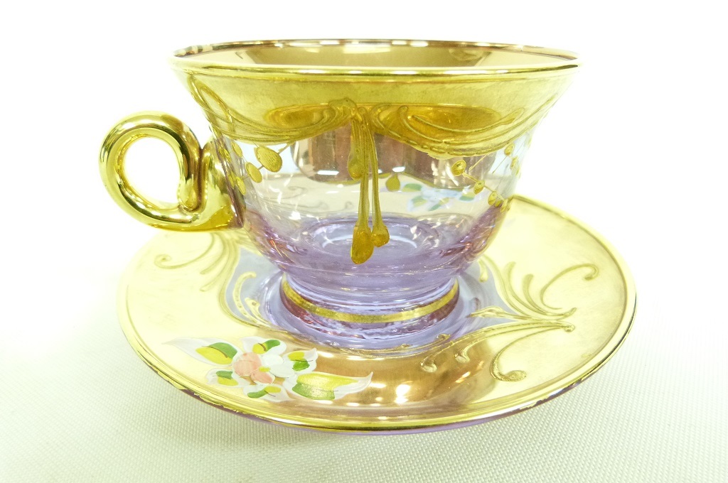 ベニチアンガラスカップ&ソーサー