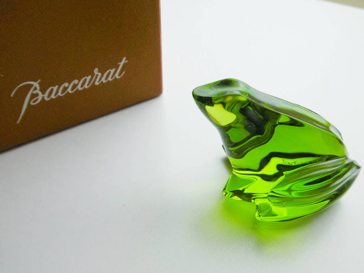 美品】【縁起物】バカラ Baccarat カエル 置物 ペーパーウェイト
