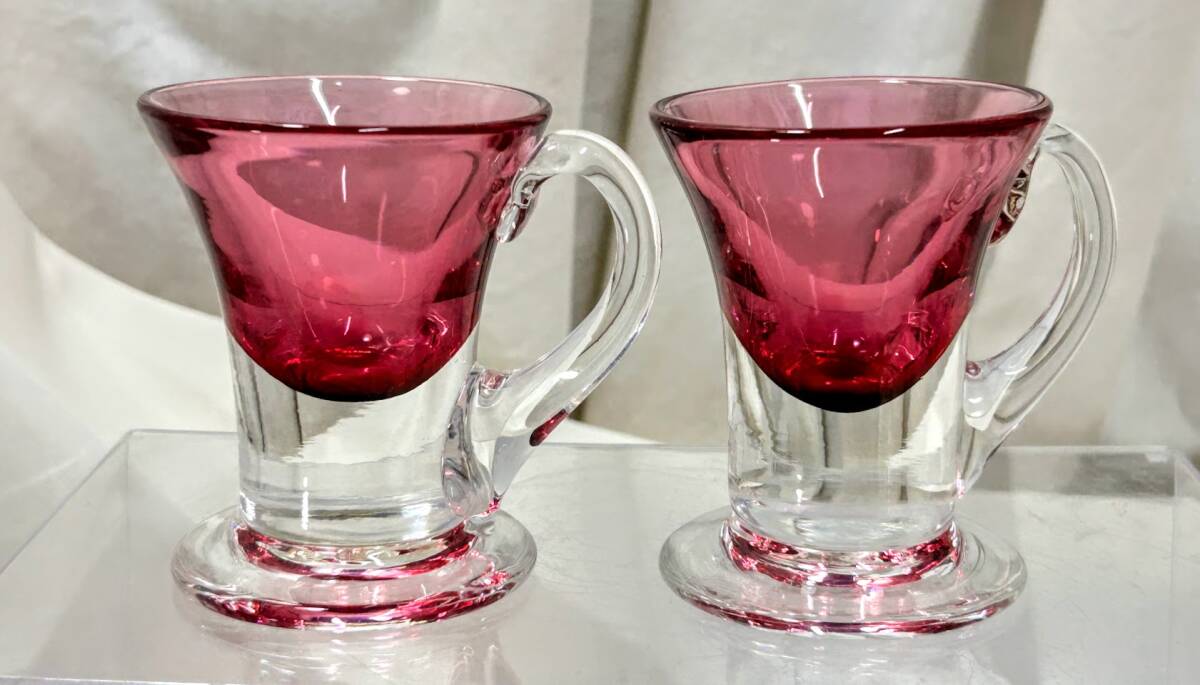 アンティーク大正浪漫ウランガラス氷コップ2客 氷水ガラスコレクション