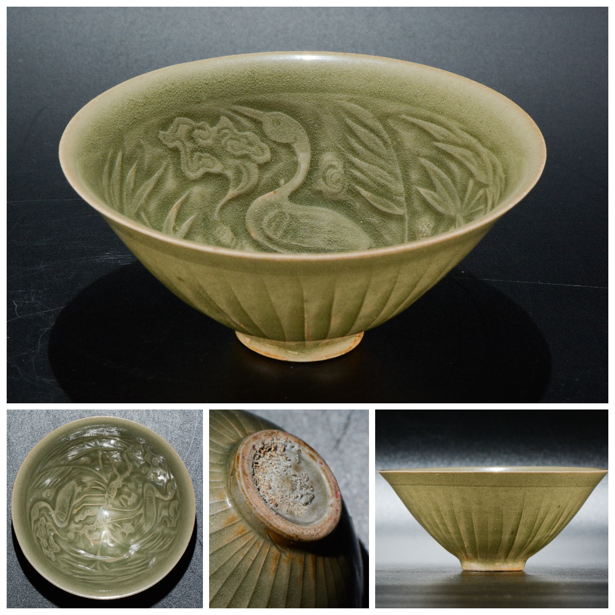 DT177 中国美術 青釉 楕円形 碗 骨董品 古美術 DT177 中国美術 青釉