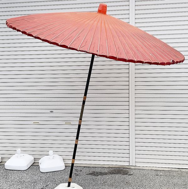 野点傘 3尺 野外/イベントで使える 鉄製設置台付 【茶器/茶道具 立礼