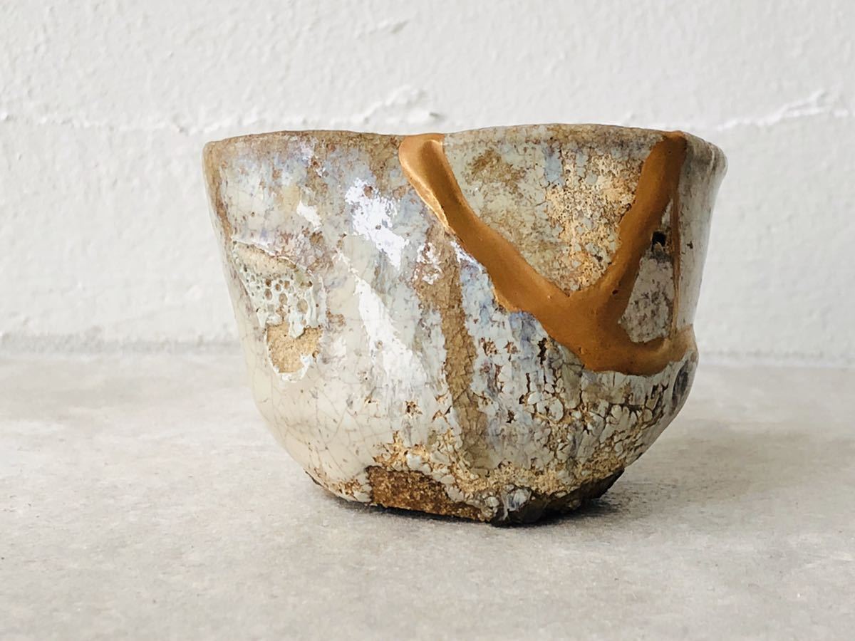 酒器□絵唐津 歪み片口 2客 古唐津超名品【江戸時代】猪口