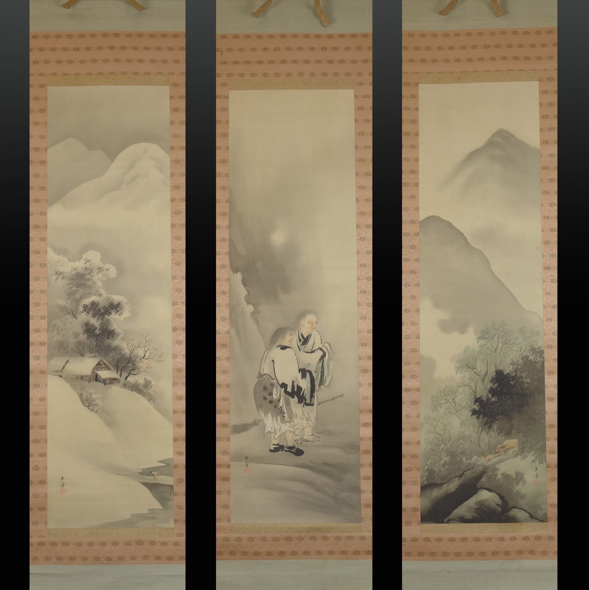 真作/今尾景祥/老松稚松之図/松図/掛軸☆宝船☆AG-287