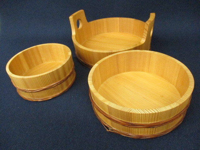 J5017 樽冨 十一代 鎌田勇平 「秋田杉 桶樽 小中大セット」おひつ/お櫃