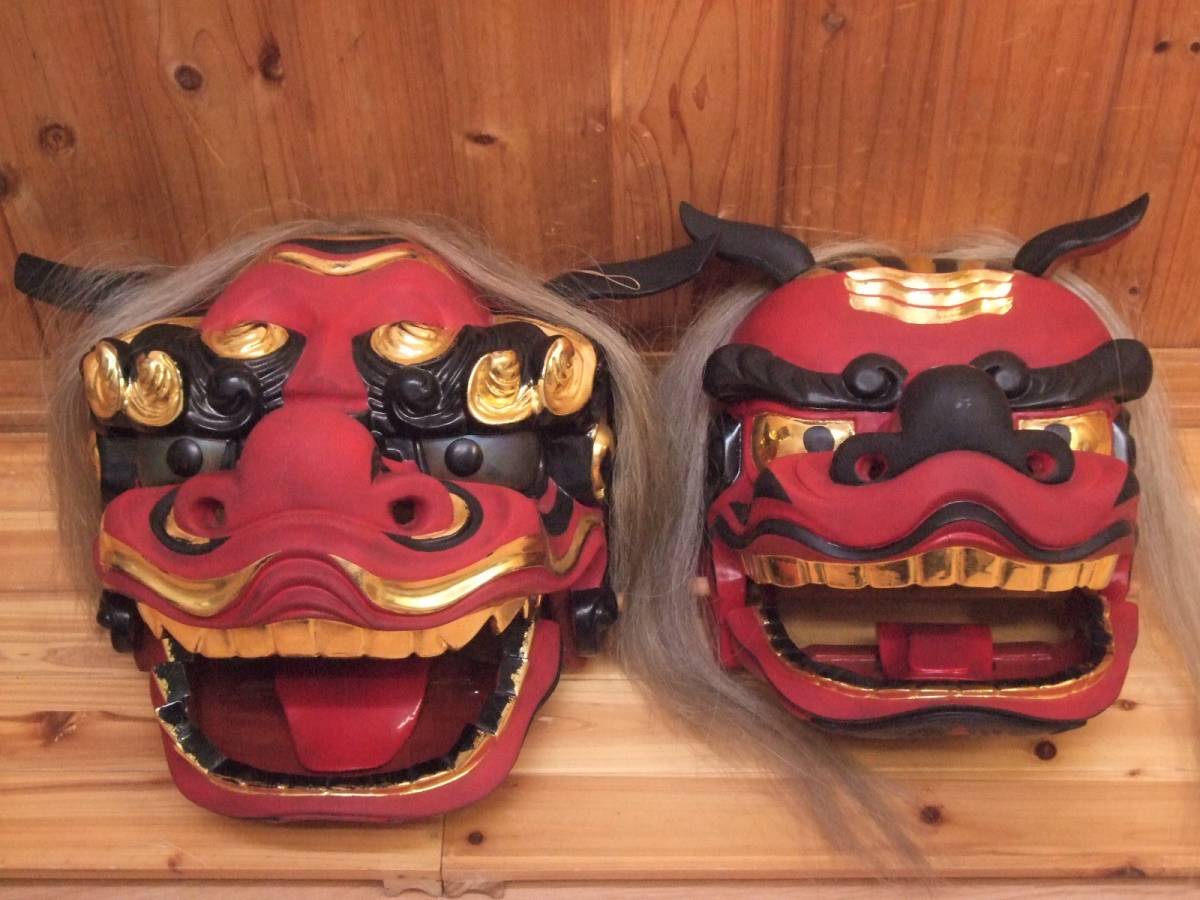 獅子舞 雄雌一対 お祭り 飾り