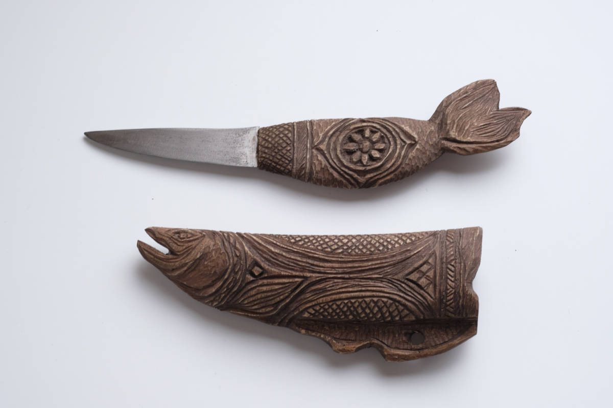 北海道 アイヌ マキリ風 民具 ペーパーナイフ 1969年 全長29.5cm 阿寒