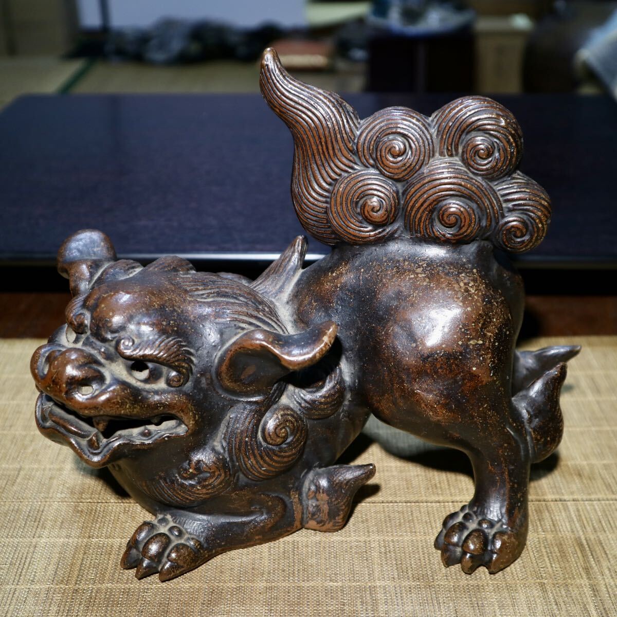 火鉢 一対 獅子耳 時代 骨董 明治 大正 アンティーク 古美術 古道具