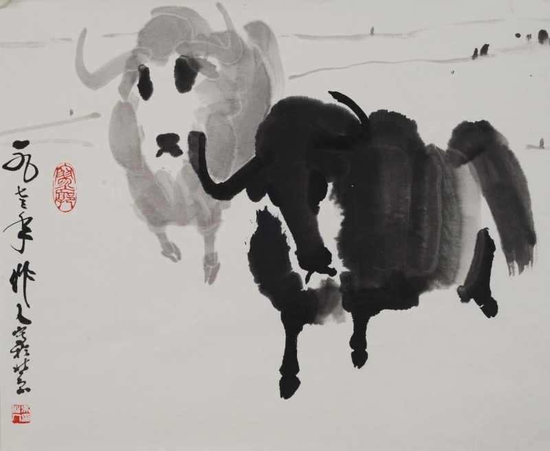 古びた蔵 中国書画 近代画家『黎雄才 【掛軸】〈黎雄才 〉『山水図