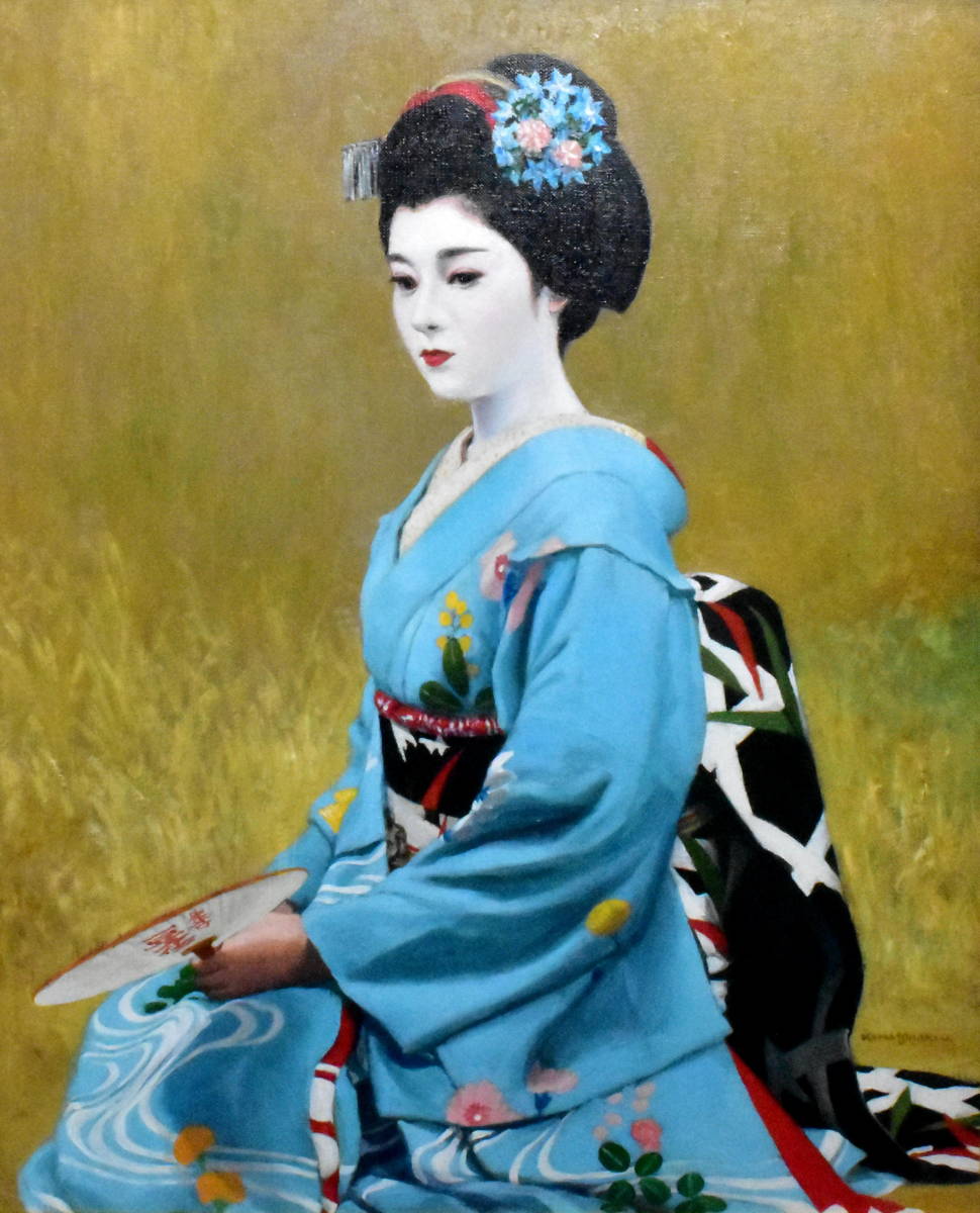 油彩画「天使の贈りもの」小松崎邦雄 油彩画「天使の贈りもの」小松崎