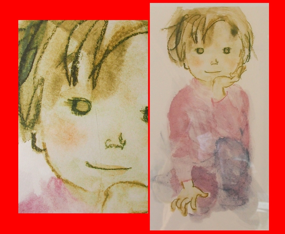 いわさきちひろ 立てひざの少年 リトグラフ 立てひざの少年 - ピエゾ