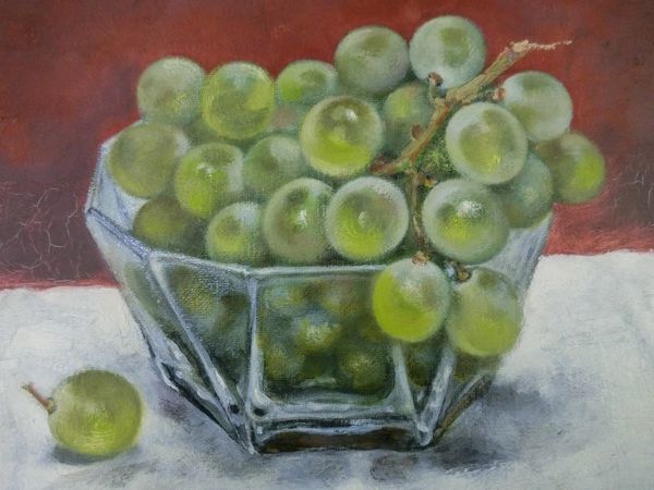 絵画油絵uF6-063004静物（ぶどう）