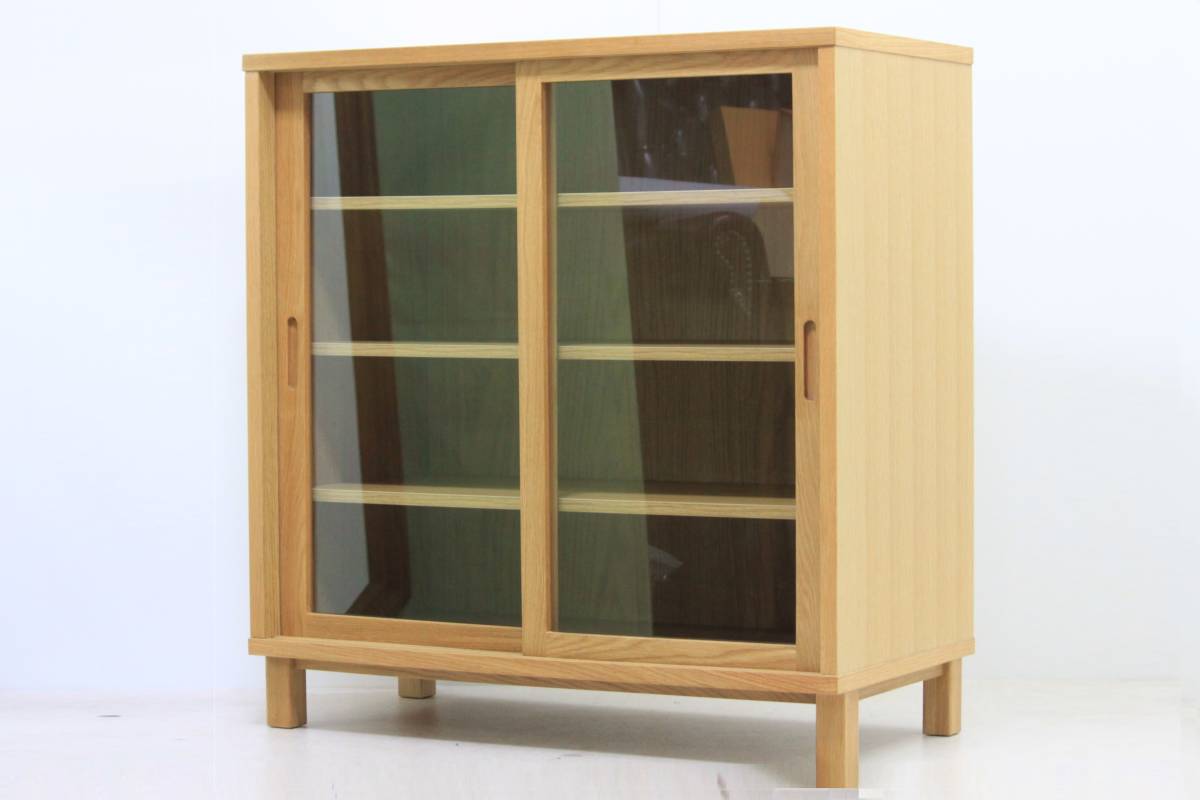 廃盤品 無印良品 オーク材キャビネット ガラス扉 食器棚 無印 木製
