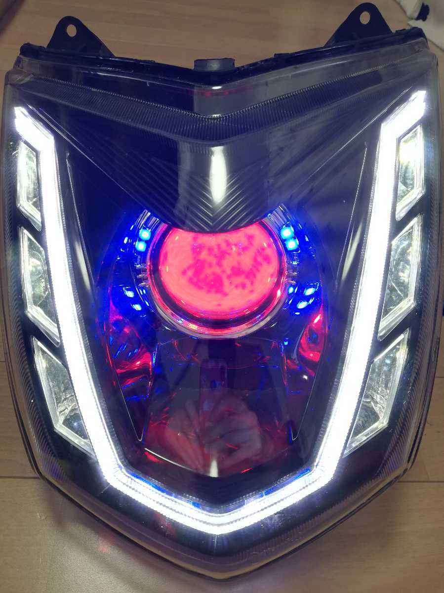 パープルシグナスX 3型 デビルアイ 社外ヘッドライト プロジェクター LED