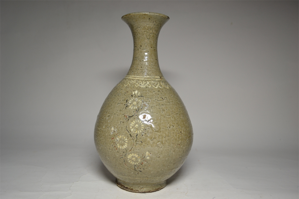 国宝級】高麗李朝 青銅製銀象嵌 蓮華唐草紋浄瓶 検）新羅仏 仏像 統一新羅