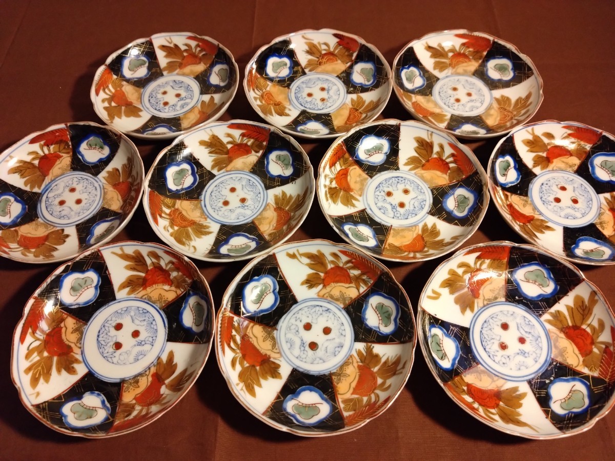 古伊万里 伊万里 色絵 金襴手 染付 豆皿 菓子皿 富士山の図 2