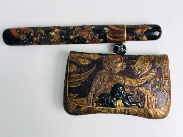 煙管入 根付 キセル入れ 時代物 煙草道具 天然素材 アンティーク 置物