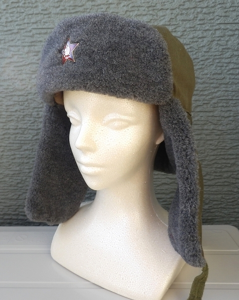 ソ連軍 ソビエト軍 ロシア軍 防寒帽 ウシャンカ 帽子 ブラック 58cm