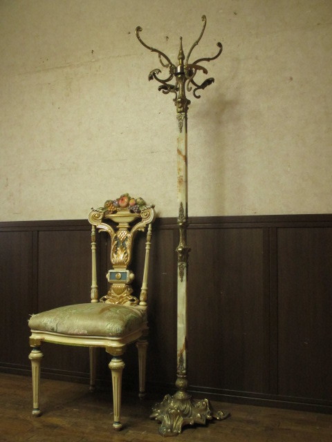 希少 大理石 真鍮コートハンガー イタリア製 ゴールド アンティーク