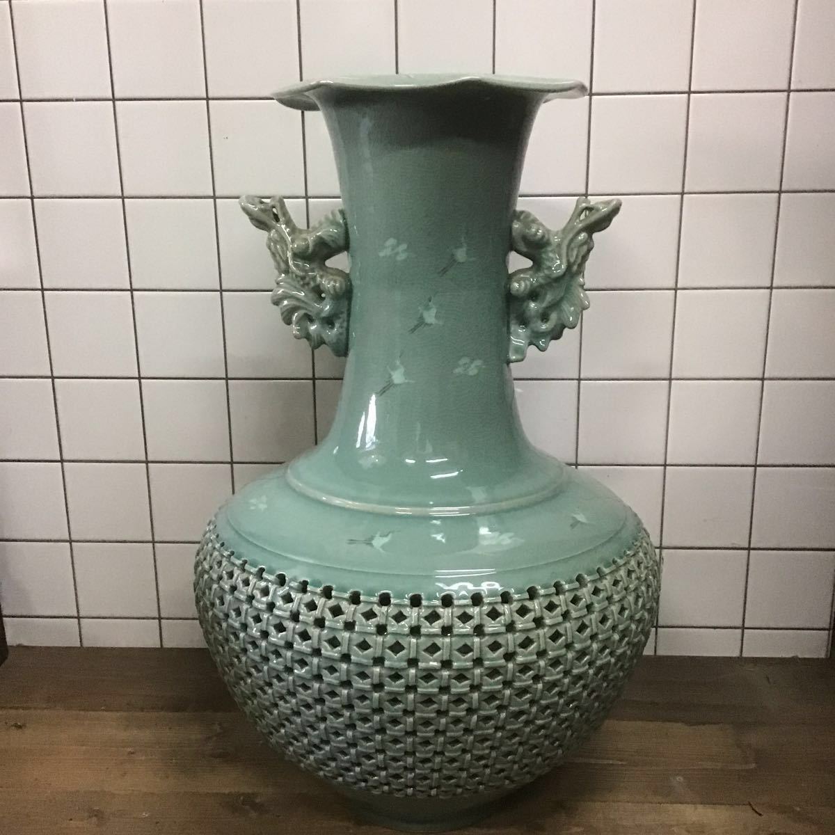 韓国 高麗青磁 透かし二重壺 Yahoo!オークション -「高麗青磁 透かし