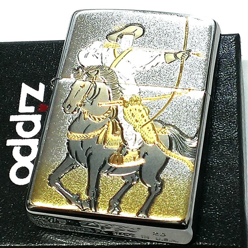 ZIPPO 和柄 流鏑馬 ライター かっこいい ジッポ 武士 馬 シルバー 日本