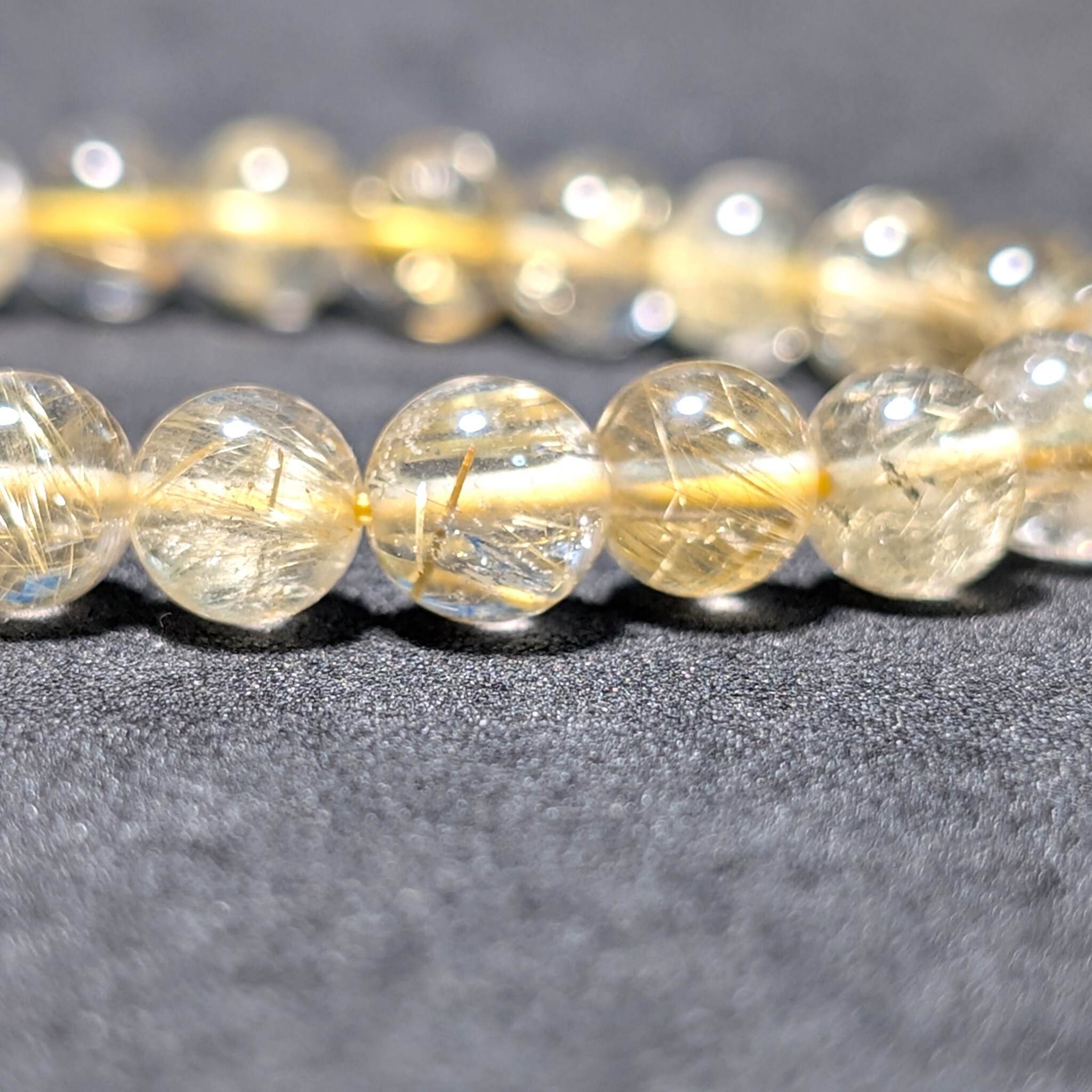 透明感抜群】ゴールド ルチルクォーツ ブレスレット 7ミリ 金針水晶の