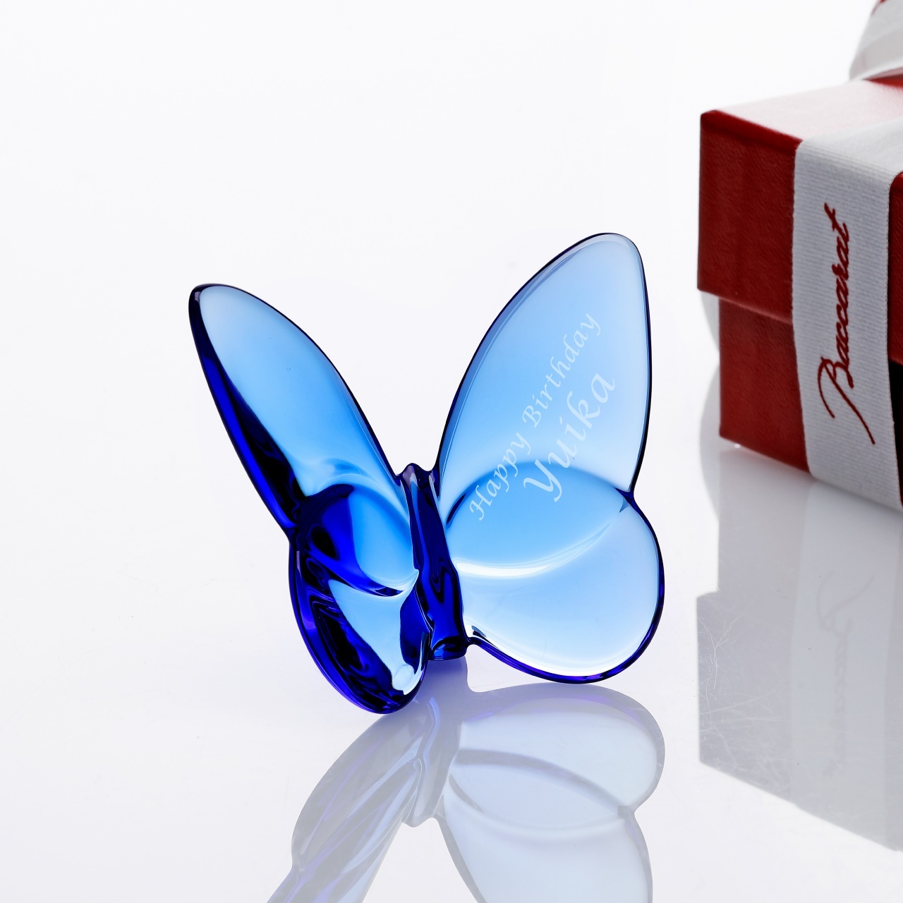 Baccarat バカラ ラッキーバタフライ ブルー 名入れ彫刻代込み 名入れ