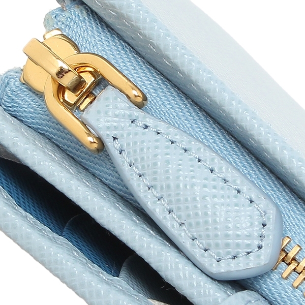 プラダ 二つ折り財布 サフィアーノ マルチカラー ブルー レディース