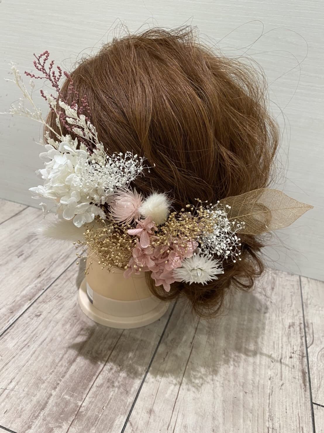 ピンクゴールド ヘッドドレス ヘッドパーツ 髪飾り プリザーブド