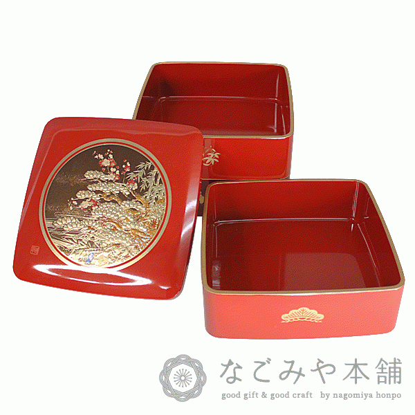 送料無料】 山中漆器 松竹梅 5.0都三段重(R）なごみや本舗（漆器 蒔絵