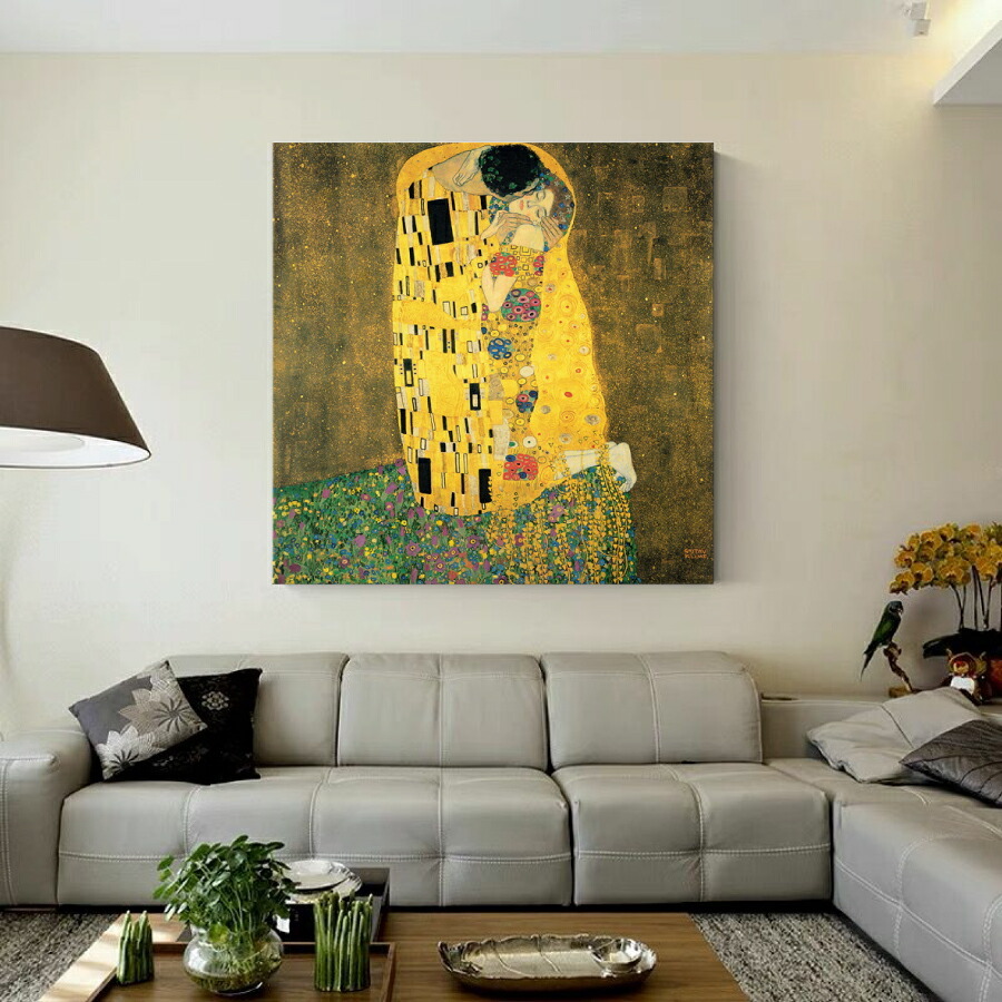 グスタフ クリムト 接吻 名画 絵画 60cm×60cm インテリア 壁掛け 人気