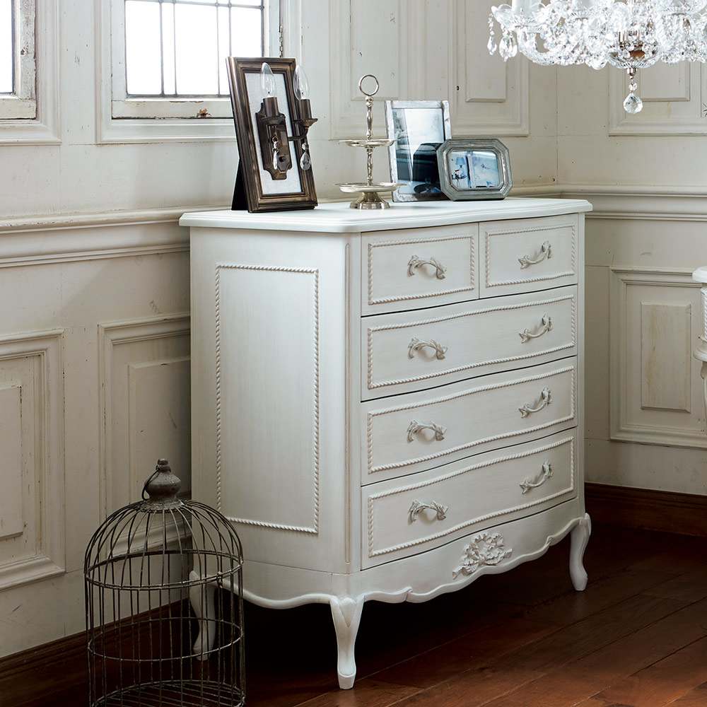 シャビーシック ホワイト フレンチ収納家具シリーズ チェスト 幅90cm