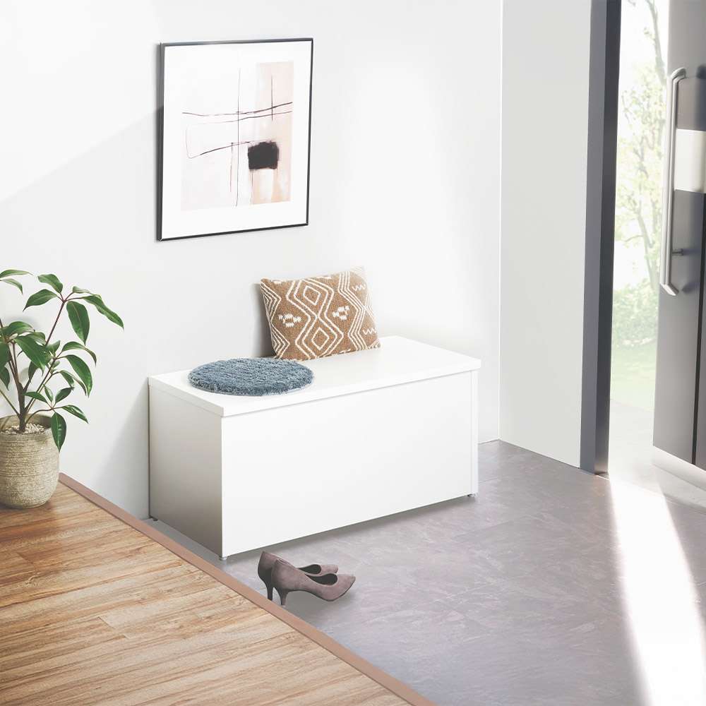 コーナー型収納ベンチ ホワイトコーナー型収納ベンチ ホワイト（直接