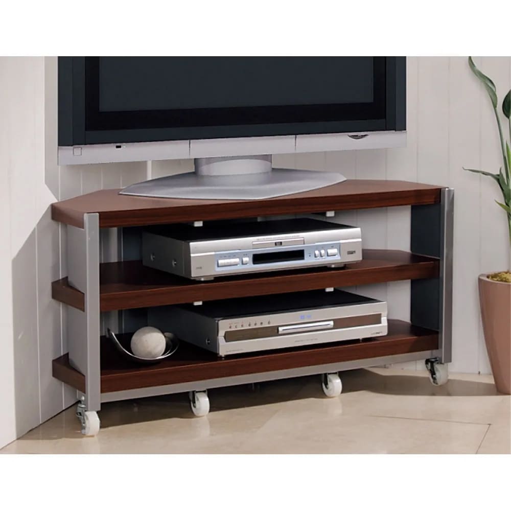 コーナーテレビ台（上棚なし） 幅90cm オープンタイプ キャスター付き