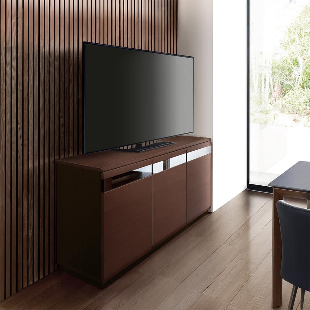 ハイタイプテレビ台 幅150高さ75cm 【オーク材アールデザインシリーズ