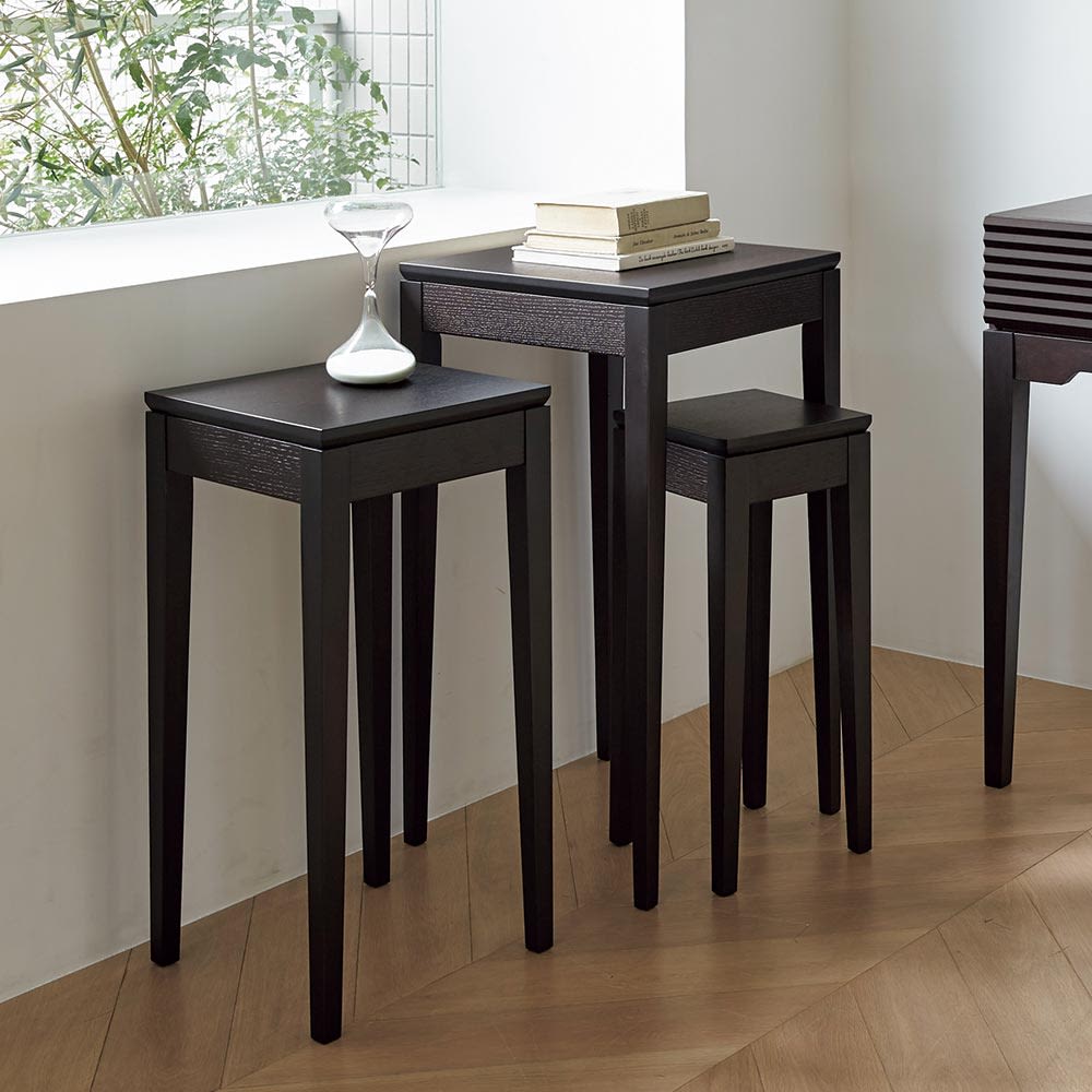 サイドテーブル ネストテーブル ツインテーブル 2個セット ブラウン