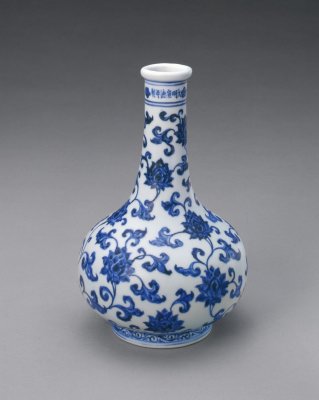 中国 染付 纏枝蓮花紋 瓶 纏枝蓮花紋 中国 染付 瓶