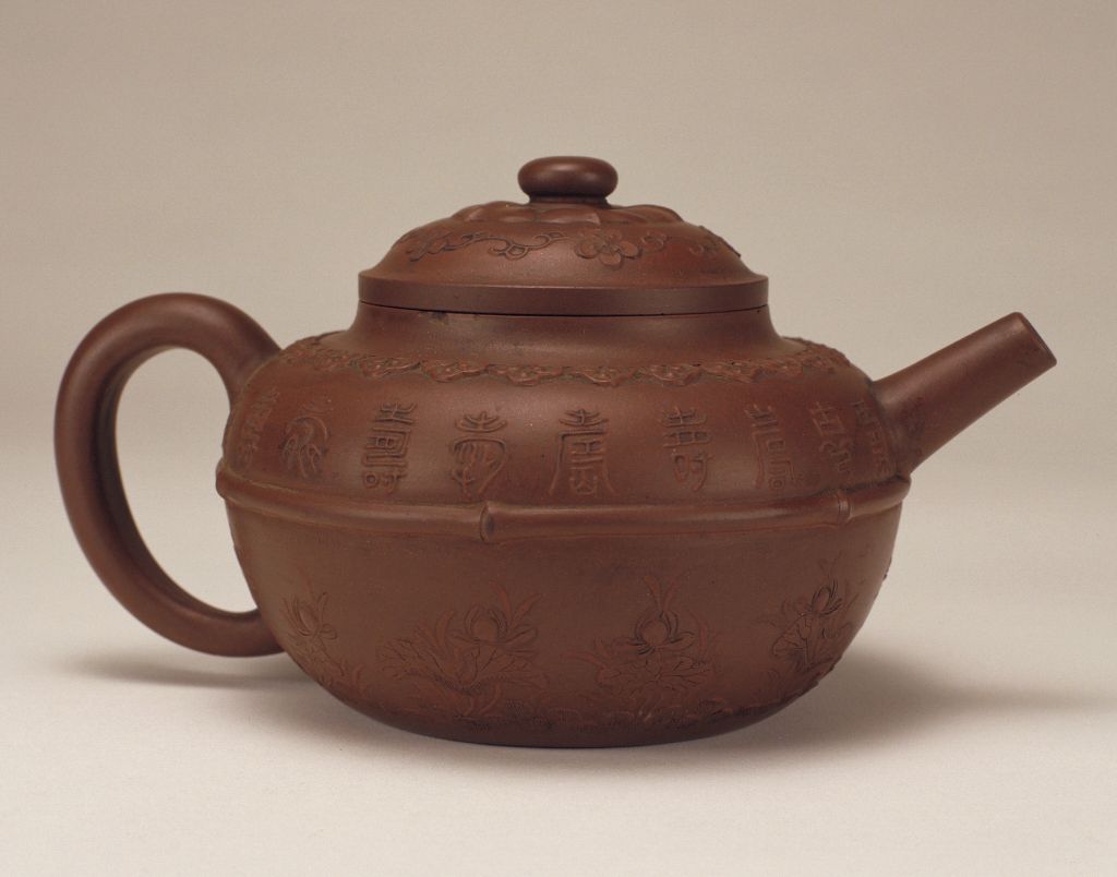 隆邨] 清末古壺 老段泥 行竹鼓壺 底款廖章 逸然軒主人 中国急須台湾急須