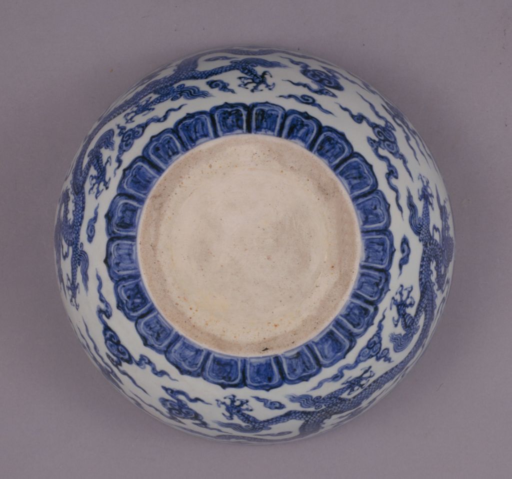 鉢 龍 中国骨董 直し 鎹 草花文様 富貴長春 色絵付け 直しあり 鉢 龍